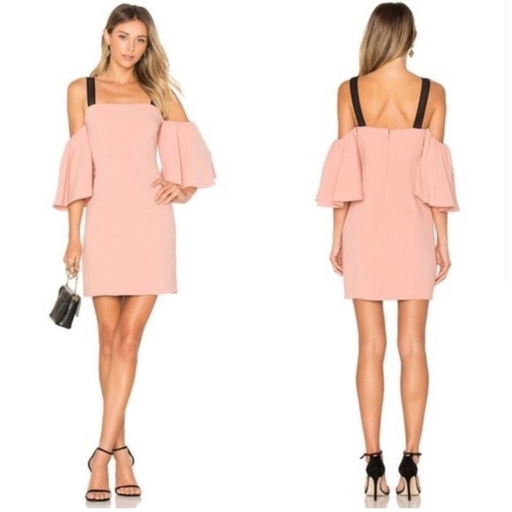 Cinq à Sept Monroe Cold-Shoulder Mini Dress in Bloom Pink - Size 6